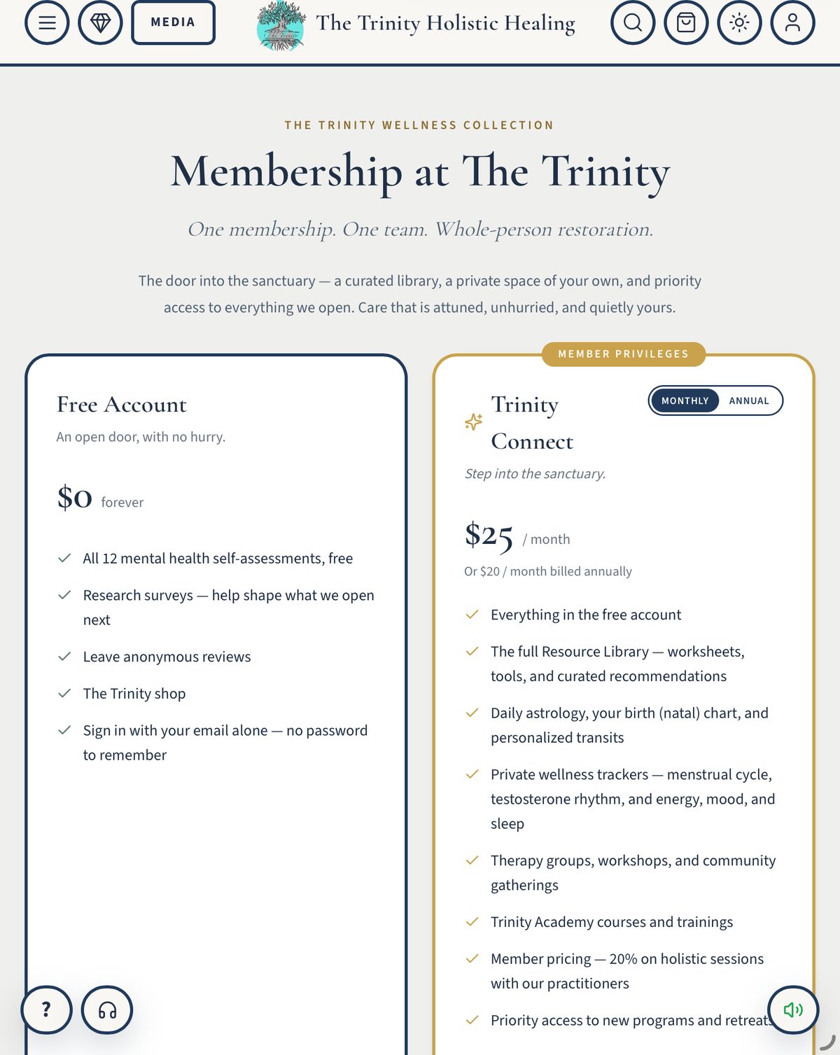 The Trinity website on a tablet